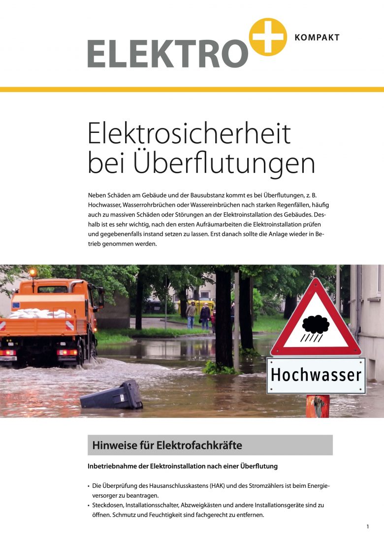 Aktuelle Wetterlage: Elektrosicherheit bei Hochwasser und Überflutung